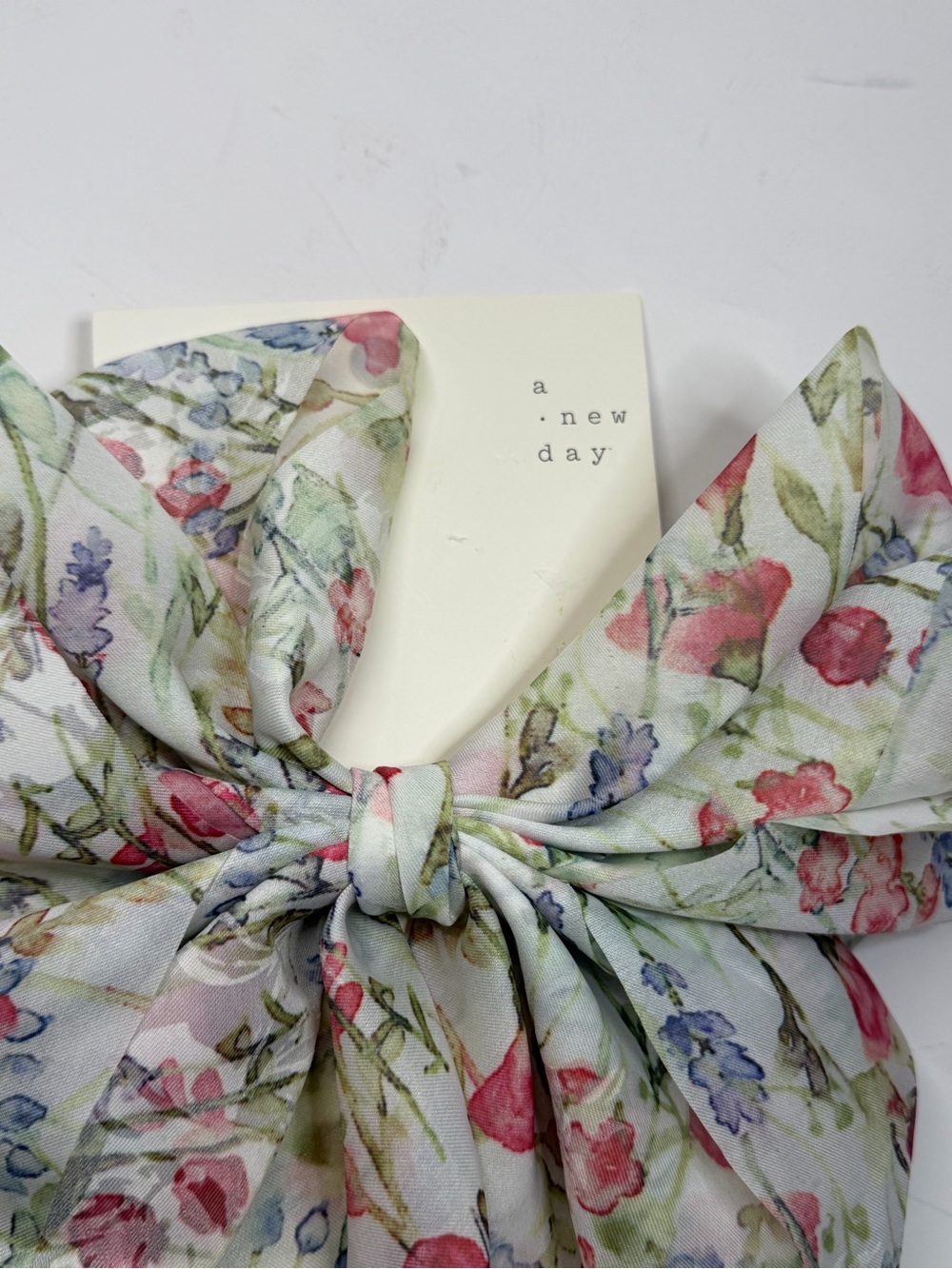 a new day Floral Bow Hair Scarf in Pink, Green & Blue - Picture 3 of 6